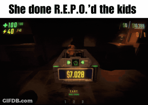 A Screenshot Of A Video Game With The Words She Done R.e.p.o. 'D The Kids GIF