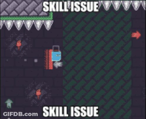 A Screenshot Of A Video Game With The Words Skill Issue At The Bottom GIF