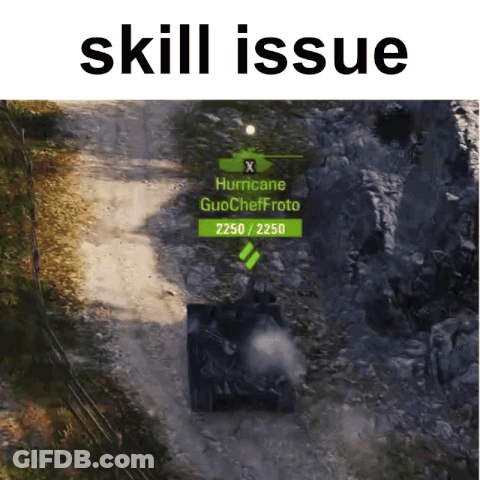 A Screenshot Of A Video Game With The Words Skill Issue On The Bottom GIF