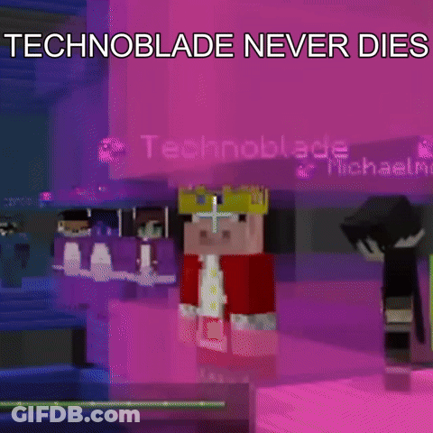 A Screenshot Of A Video Game With The Words Technoblade Never Dies GIF