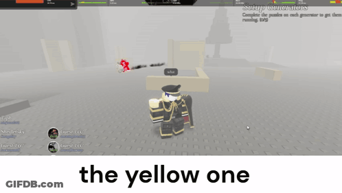 A Screenshot Of A Video Game With The Words " The Yellow One " On The Bottom GIF