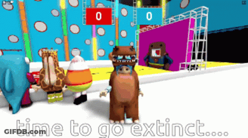 A Screenshot Of A Video Game With The Words " Time To Go Extinct " GIF