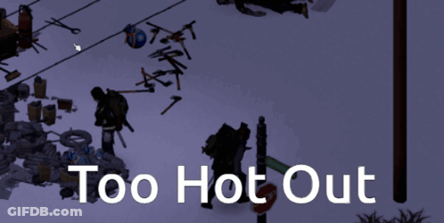 A Screenshot Of A Video Game With The Words Too Hot Out On The Bottom GIF