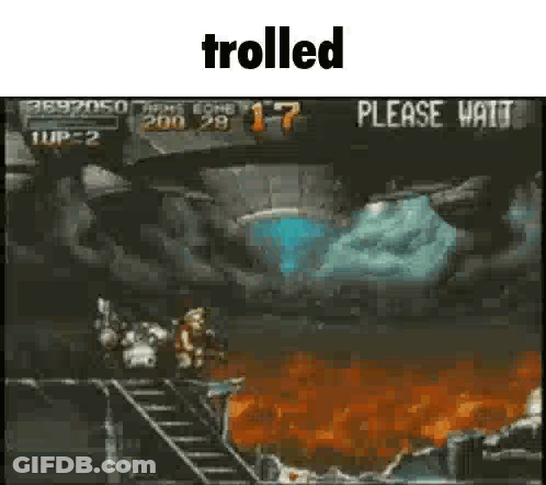 A Screenshot Of A Video Game With The Words Trolled Please Wait . GIF