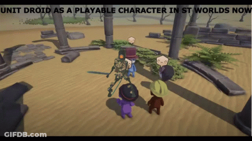 Video Game Screenshot With Unit Droid As Playable Character GIF