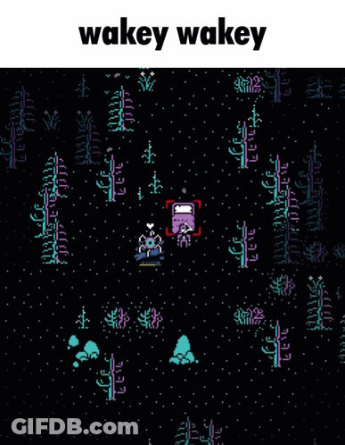 A Screenshot Of A Video Game With The Words Wakey Wakey Below It GIF