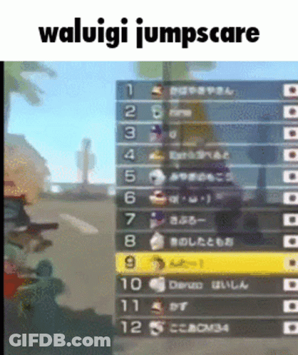 A Screenshot Of A Video Game With The Words Waluigi Jumpscare GIF