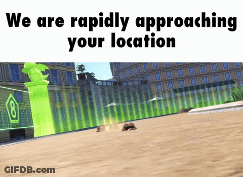 A Screenshot Of A Video Game With The Words " We Are Rapidly Approaching Your Location " GIF