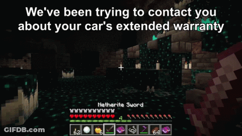 A Screenshot Of A Video Game With The Words " We 'Ve Been Trying To Contact You About Your Car 'S Extended Warranty " GIF
