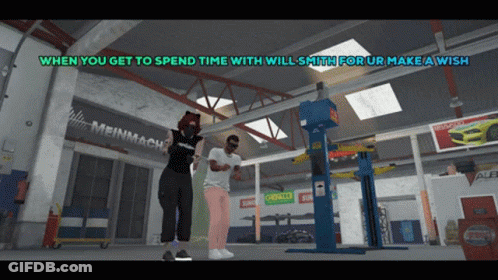 A Screenshot Of A Video Game With The Words When You Get To Spend Time With Will Smith For Ur Make A Wish GIF