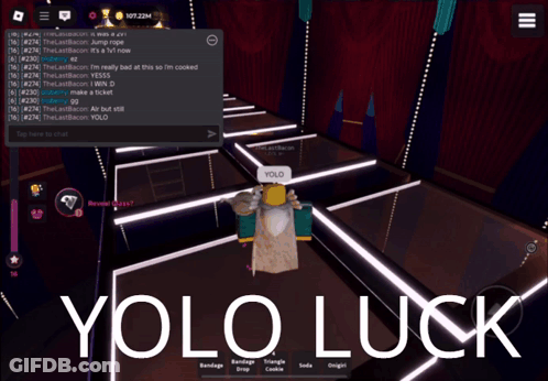 A Screenshot Of A Video Game With The Words " Yolo Luck " GIF