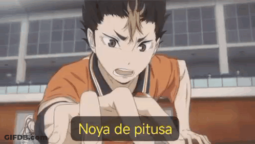 A Screenshot Of A Volleyball Player From Tokyo Ghoul Pointing At The Camera With The Words Noya De Pitusa . GIF
