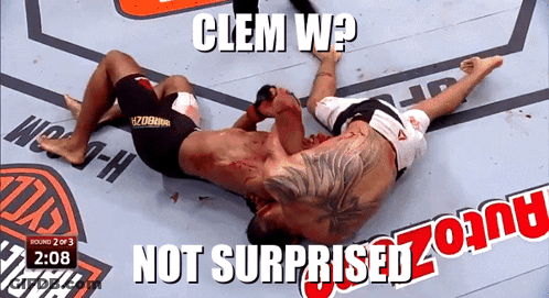 A Screenshot Of A Wrestling Match With The Words Clem W Not Surprised Zoom GIF