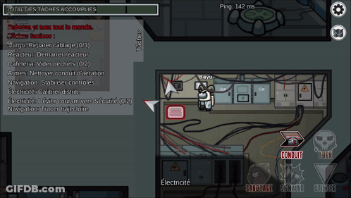 A Screenshot Of Among Us In French With The Number 32 At The Top GIF