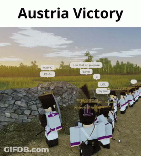 A Screenshot Of Austria Victory With Soldiers Talking GIF