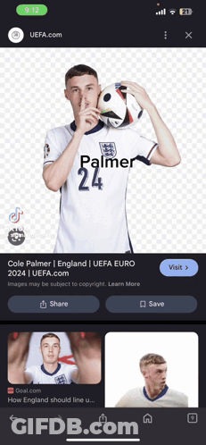 A Screenshot Of Cole Palmer Holding A Soccer Ball On Uefa.com GIF