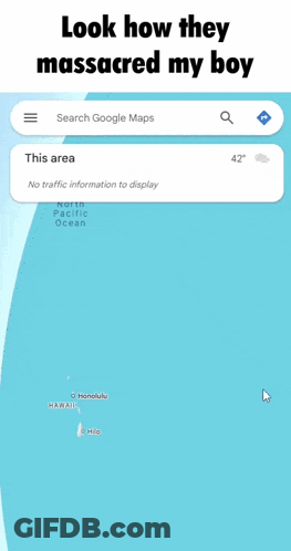A Screenshot Of Google Maps Showing A Large Oil Rig In The Ocean GIF