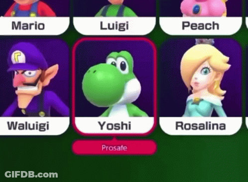 A Screenshot Of Mario Luigi Waluigi Yoshi And Rosalina Characters GIF