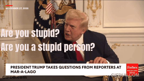 A Screenshot Of President Trump Taking Questions From Reporters At Mar-A-Lago GIF