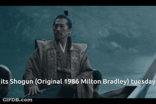 A Screenshot Of Shogun Original 1986 Milton Bradley Tuesday Showing A Man In A Boat GIF