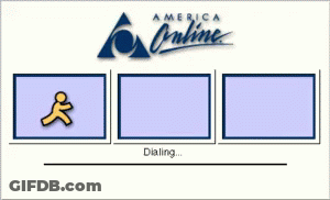 A Screenshot Of The America Online Website With A Connected Message GIF