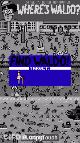 A Screenshot Of Where 'S Waldo Stage 7 Beach Boardwalk Game GIF