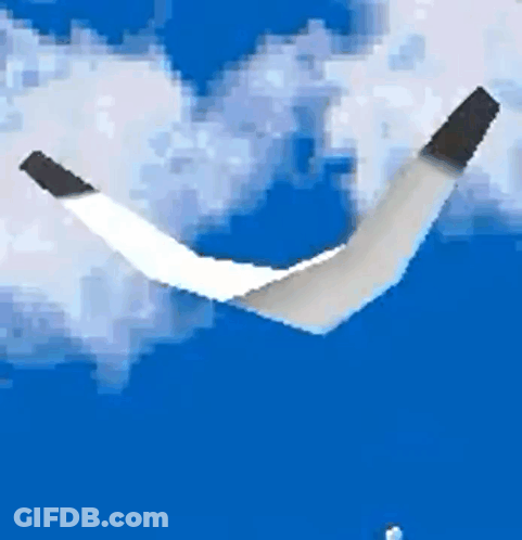 A Seagull Is Flying In The Sky With A Blue Background . GIF