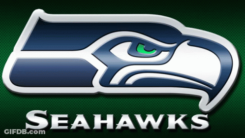 A Seahawks Logo On A Green Background With A Green Eye GIF