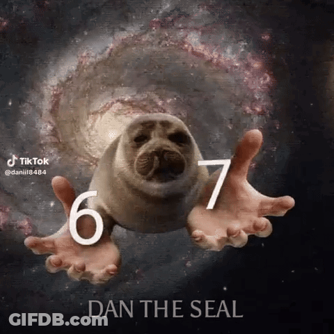 A Seal With A Number 6 And 7 On Its Back Is Being Held By A Person 'S Hands In Space . GIF