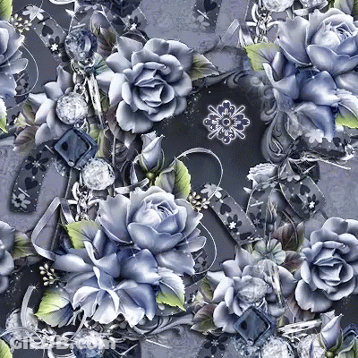 A Seamless Pattern Of Blue Roses And Horseshoes GIF