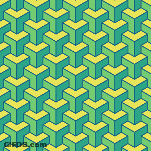 A Seamless Pattern Of Green And Yellow Cubes On A White Background GIF