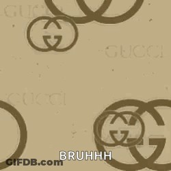 A Seamless Pattern Of Gucci Logos On A Beige Background With The Words Bruhhh . GIF