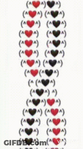 A Seamless Pattern Of Red And Black Hearts On A White Background GIF