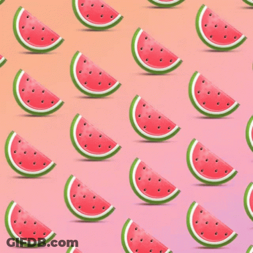 A Seamless Pattern Of Watermelon Slices On A Pink And Orange Background GIF