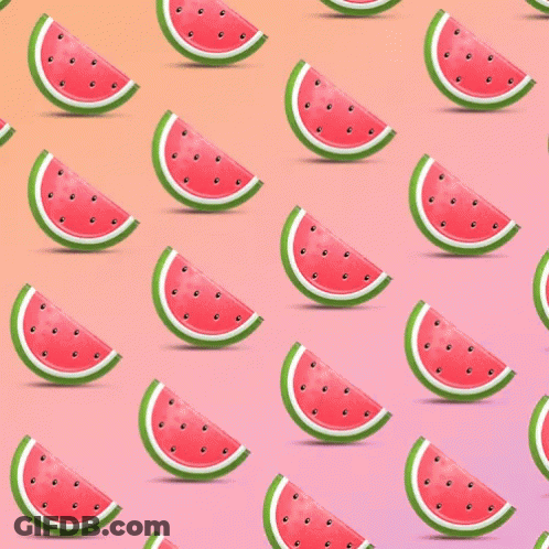 A Seamless Pattern Of Watermelon Slices On A Pink And Orange Background GIF