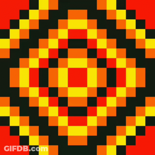 A Seamless Pattern Of Yellow And Red Squares On A Black Background . GIF