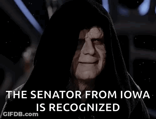 A Senator From Iowa Is Recognized In A Star Wars Scene GIF