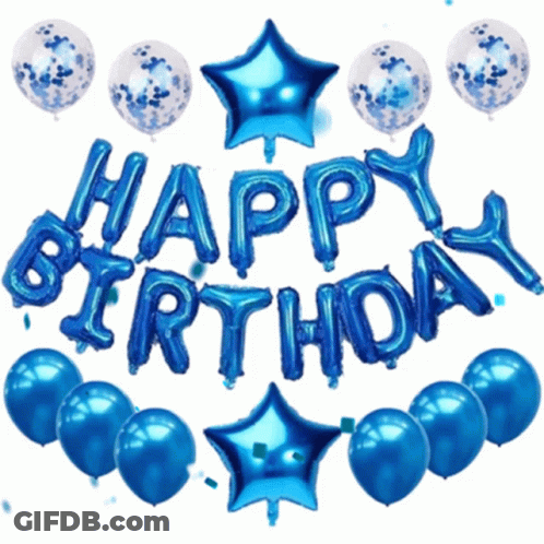Blue Balloons Saying Happy Birthday GIF