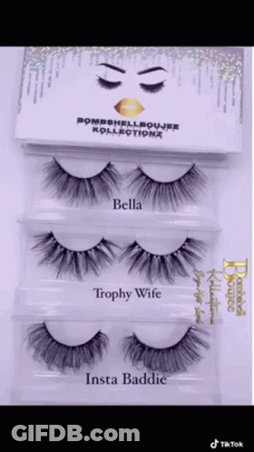 A Set Of Fake Eyelashes Called Insta Baddie GIF