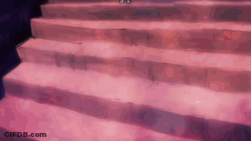 A Set Of Stairs With A Pink Background And A Purple Border GIF