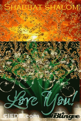 A Shabbat Shalom Greeting Card With Candles And The Words Love You GIF