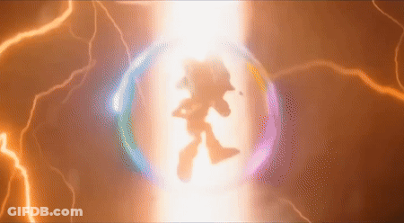 A Shadow Of A Cartoon Character Is Surrounded By Lightning Bolts GIF