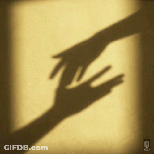 A Shadow Of A Hand Reaching Out Towards Another Hand With The Word Musica In The Corner GIF