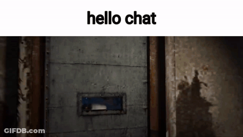 A Shadow Of A Person Is Cast On A Wall Next To A Door That Says Hello Chat . GIF