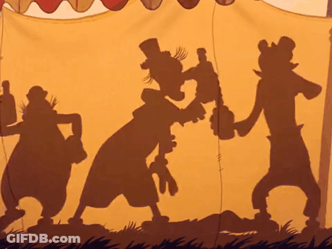 A Shadow Of Goofy Is Pointing At Another Cartoon Character GIF