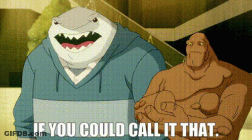 A Shark And A Man Are Standing Next To Each Other With The Words If You Could Call It That GIF