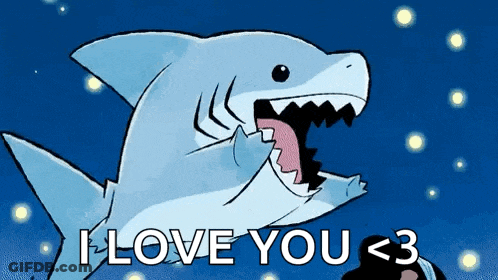 A Shark Is Saying I Love You < 3 With Its Mouth Open GIF