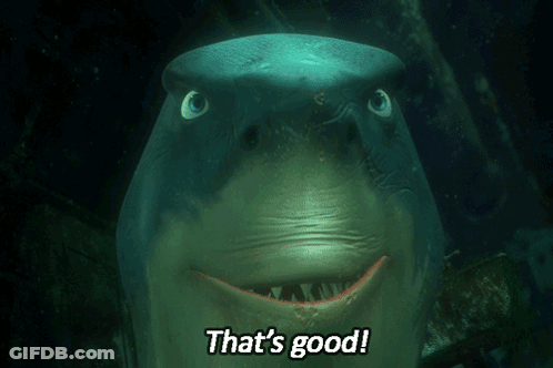 A Shark Is Smiling With The Words That 'S Good Written Below It GIF