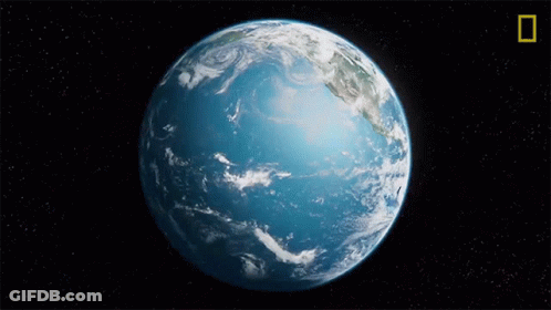 A Shark Is Swimming Around The Earth With A National Geographic Logo Behind It GIF