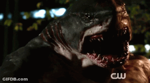 A Shark With A Cw Logo On The Bottom Right GIF